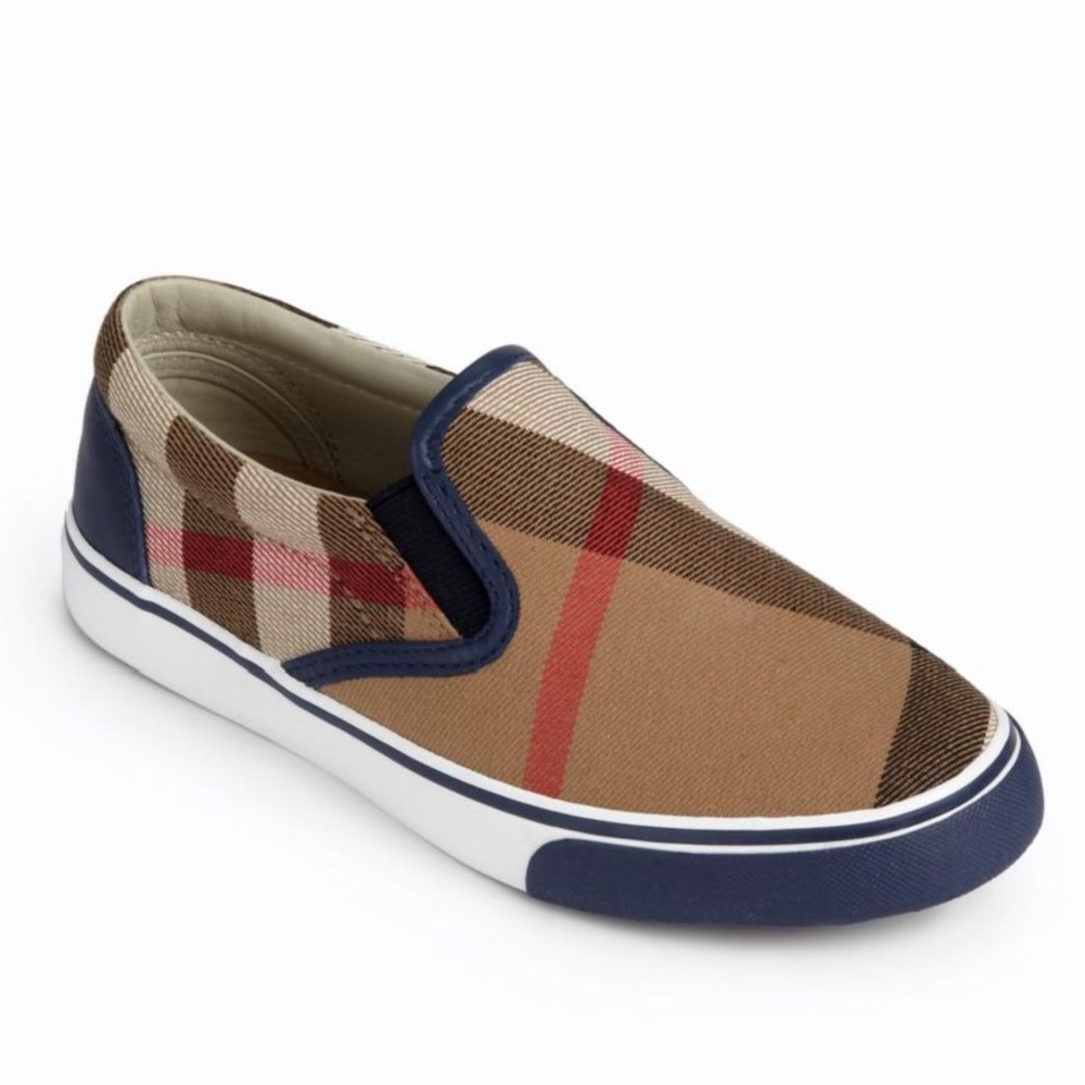 Navy Blue Toddler Burberry Slip-Ons